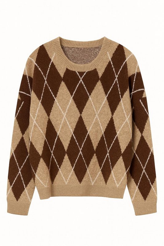 Nameless Trui Geruit Brown TL228-2