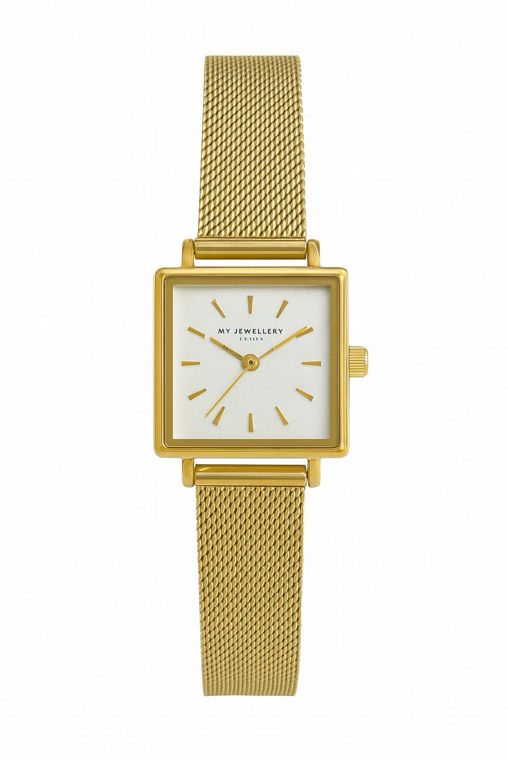 My Jewellery Horloge Vierkante Wijzerplaat Gevlochten Goud My Jewellery Horloge Vierkante Wijzerplaat Gevlochten Goud