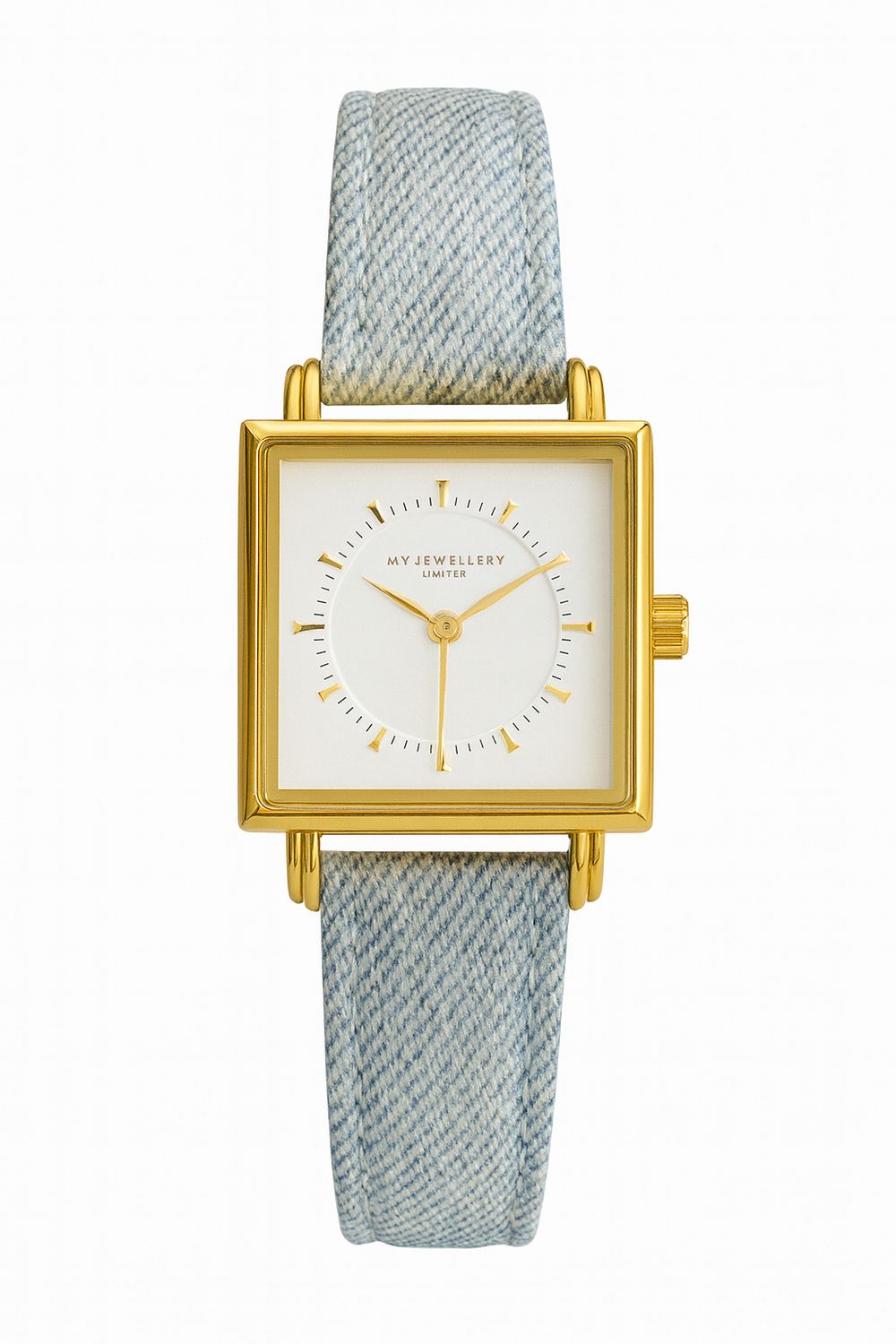 My Jewellery Horloge Vierkante Wijzerplaat Goud/Denim My Jewellery Horloge Vierkante Wijzerplaat Goud/Denim