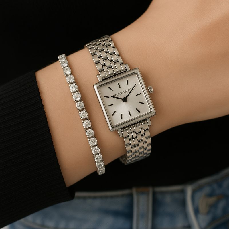 My Jewellery Horloge Vierkante Wijzerplaat Schakels Zilver