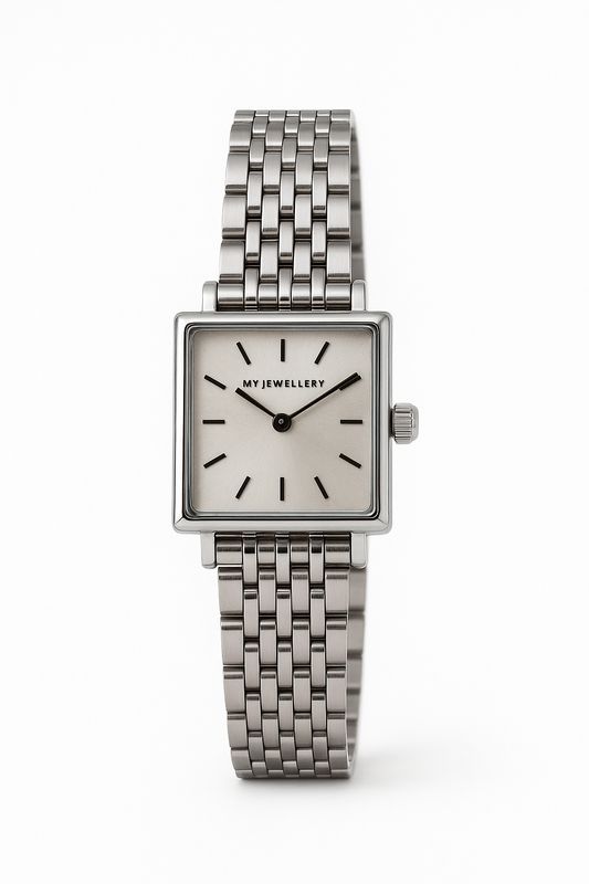 My Jewellery Horloge Vierkante Wijzerplaat Schakels Zilver