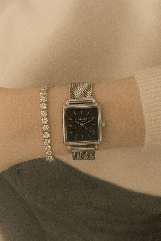 My Jewellery Zwarte Wijzerplaat Gevlochten Zilver
