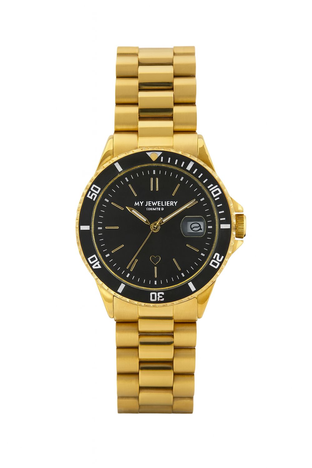 My Jewellery Horloge Brede Schakels Zwart/Goud