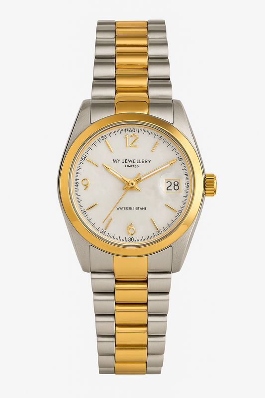 My Jewellery Horloge Schakelband Breed Goud/Zilver