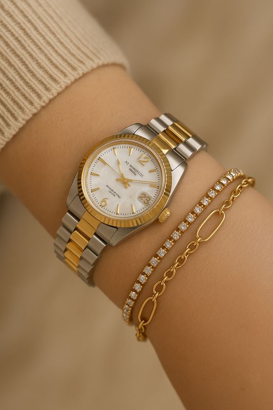 My Jewellery Horloge Schakelband Breed Goud/Zilver