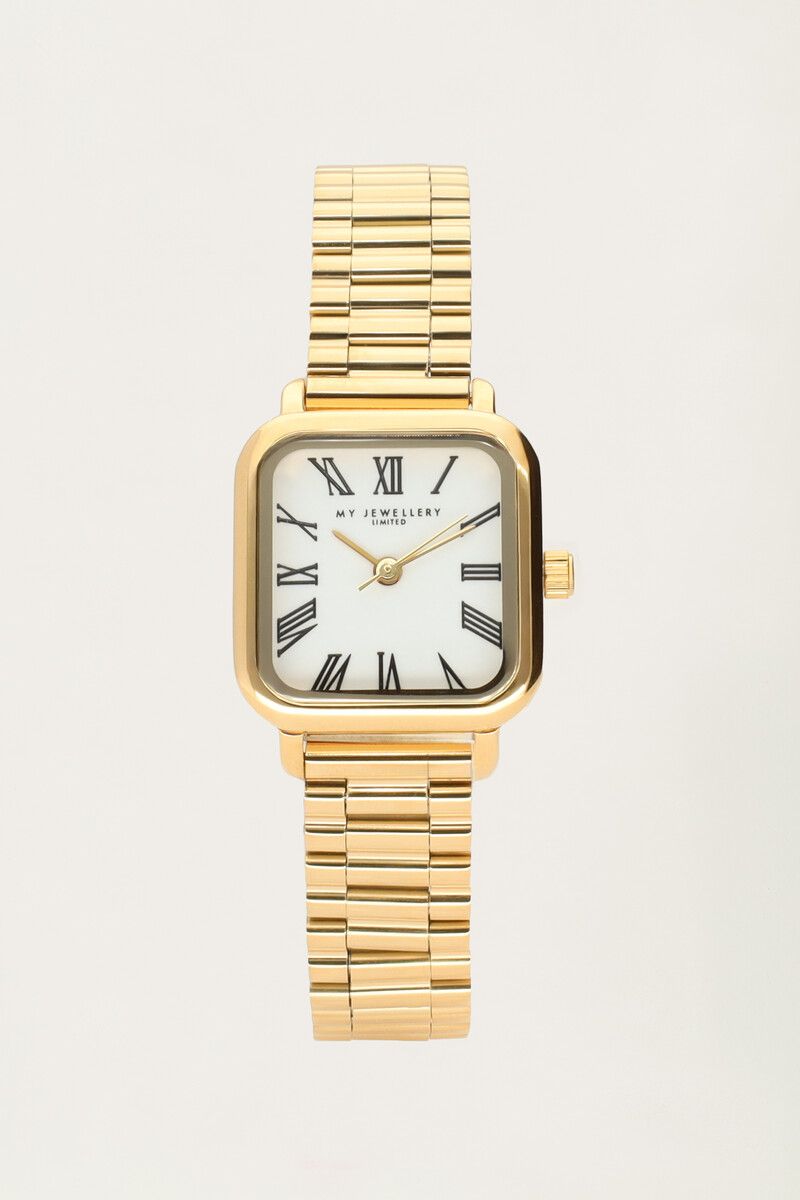 My Jewellery Horloge Vierkante Wijzerplaat Vintage Goud My Jewellery Horloge Vierkante Wijzerplaat Vintage Goud
