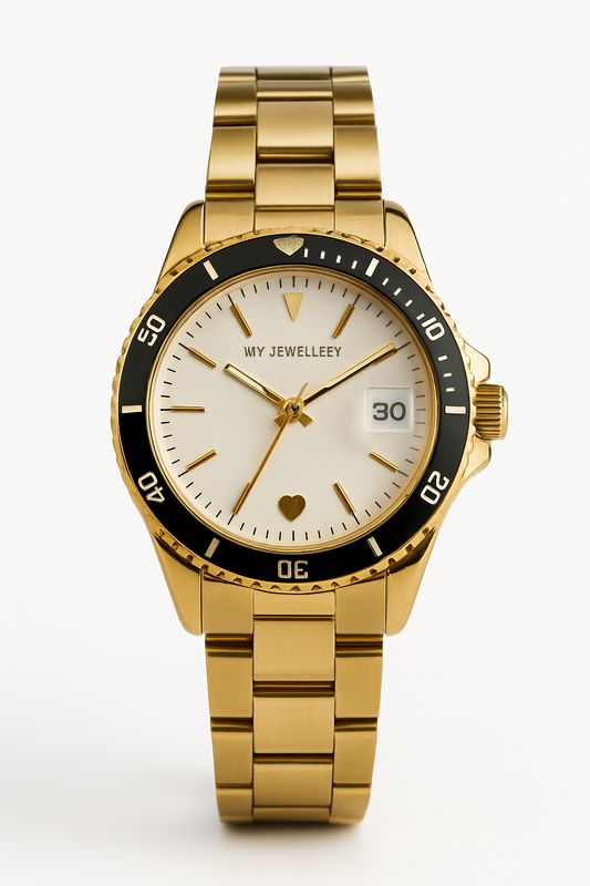 My Jewellery Horloge Brede Schakels Goud/Zwart