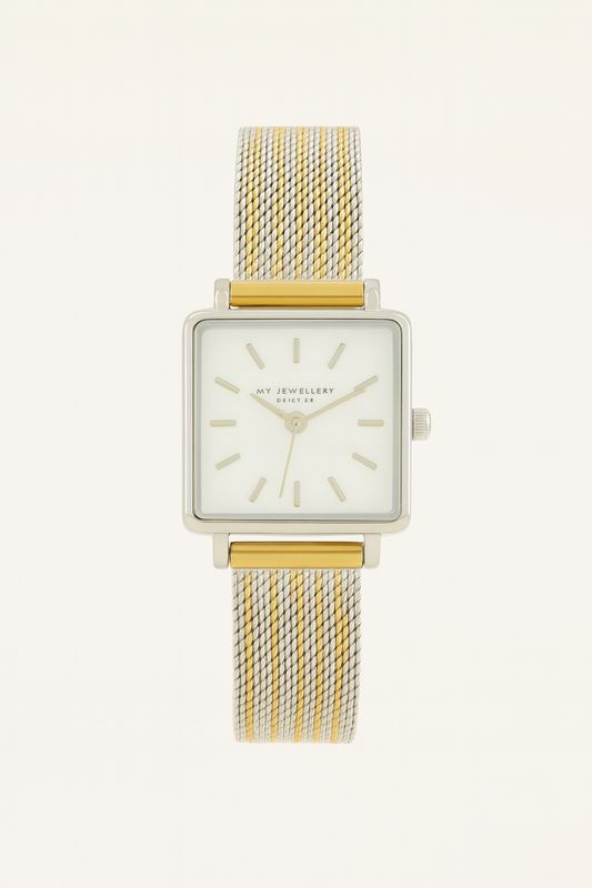 My Jewellery Horloge Vierkant Multicolor Zilver