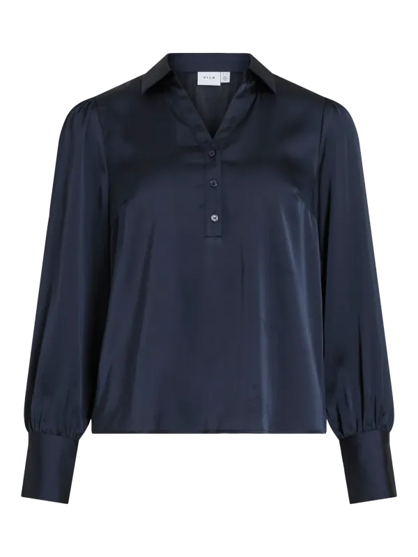 Vila VIENNA RAVENNA L/S V-NECK TOP Navy Blazer 14117549