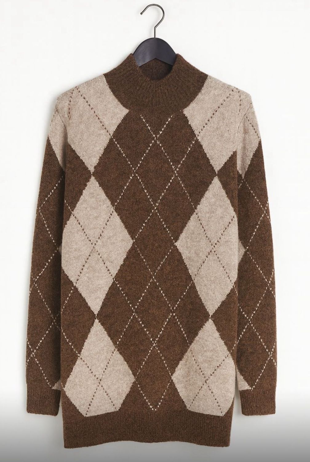 Nameless  Jurk Ruit Bruin/Beige 7100