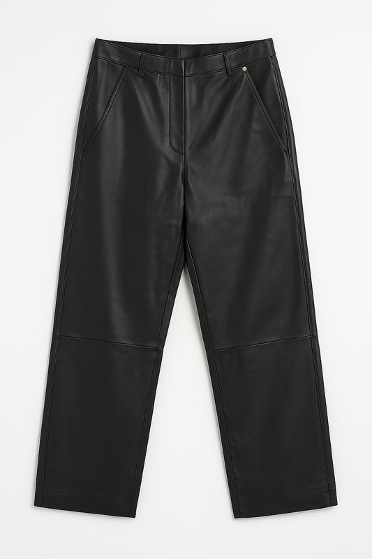 Ambika barrel pantalon leer zwart Diede leer