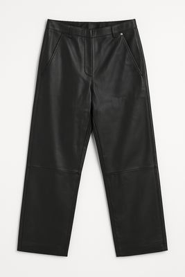 Ambika barrel pantalon leer zwart Diede leer