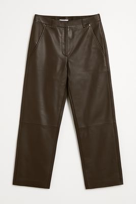 Ambika barrel pantalon leer Bruin Diede leer