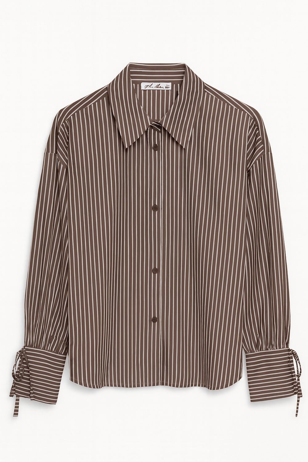 Ambika blouse streep getailleerd bruin 65775