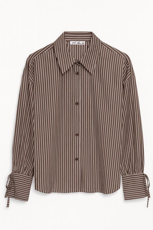 Ambika blouse streep getailleerd bruin 65775