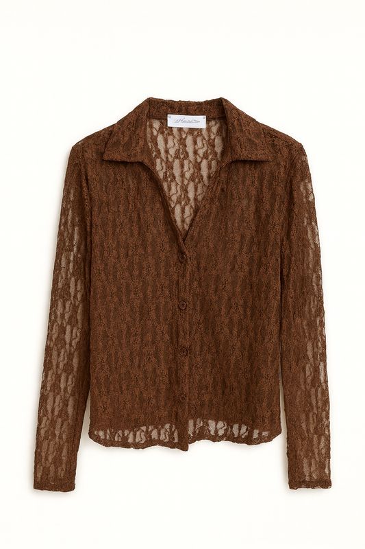 Ambika kanten blouse bruin 70010