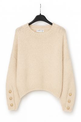 Ambika gebreide trui gouden knopen creme 31912