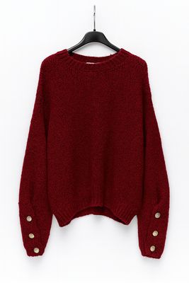 Ambika gebreide trui gouden knopen bordeaux 31912