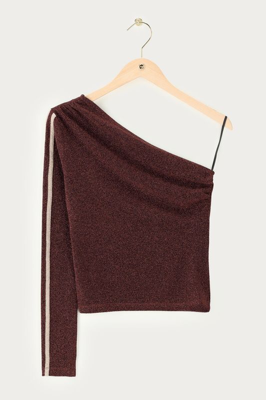 My Jewellery Lurex one shoulder top with contras Gold MJ14406