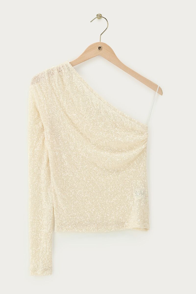 My Jewellery One shoulder top with sequins Gold MJ14370