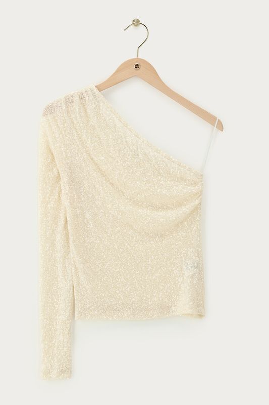 My Jewellery One shoulder top with sequins Gold MJ14370