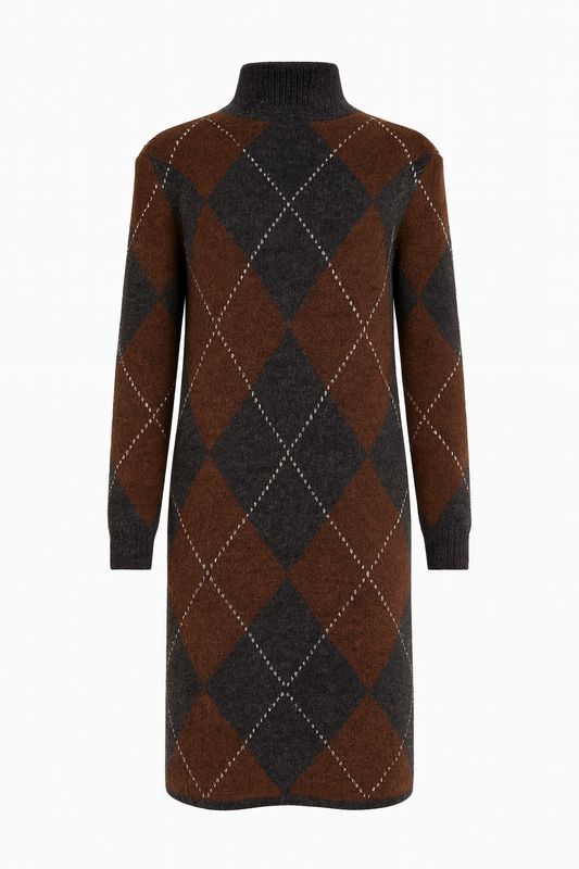 Nameless Jurk Ruit Bruin/Antraciet 7100