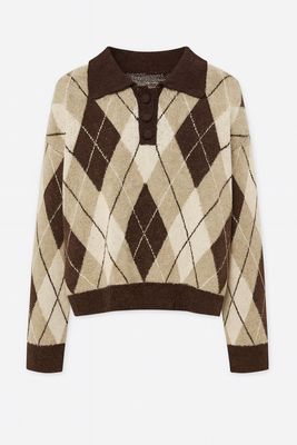 Sophie & Me polo sweater ruit choco/beige Jp-8313 Sophie & Me polo sweater ruit choco/beige Jp-8313