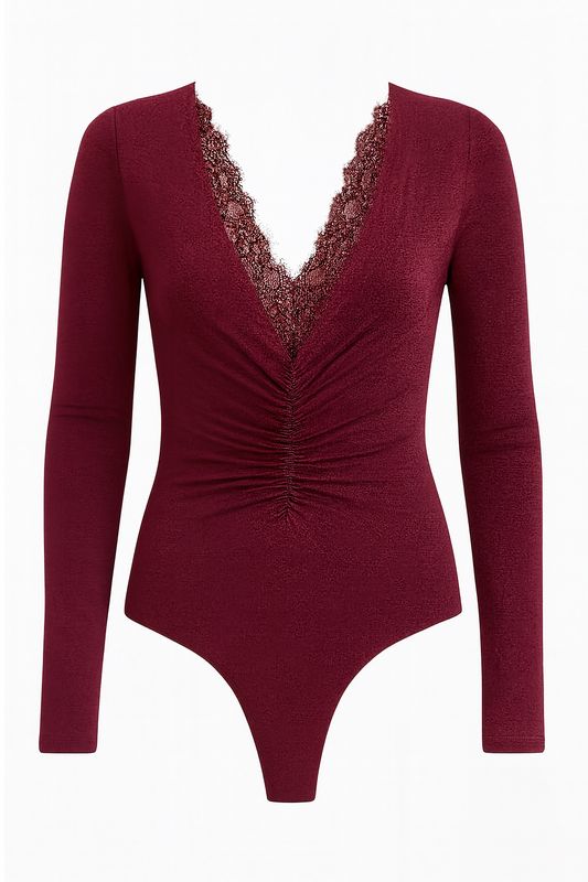 Ambika body met kant Burgundy Imran