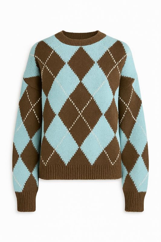 Ambika Trui met patroon bruin/blauw 31892