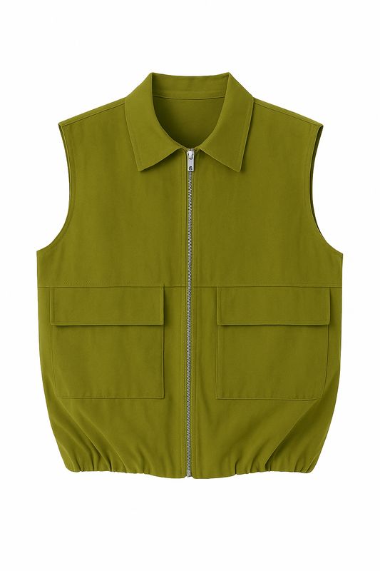 Ambika Mouwloos Gilet Met Zakken Mosgroen 65118