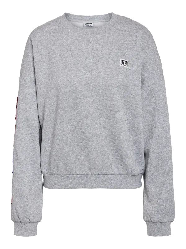 Noisy May NMARYA L/S TEDDY SWEAT Light Grey Melange/REBL CLUB 27038076