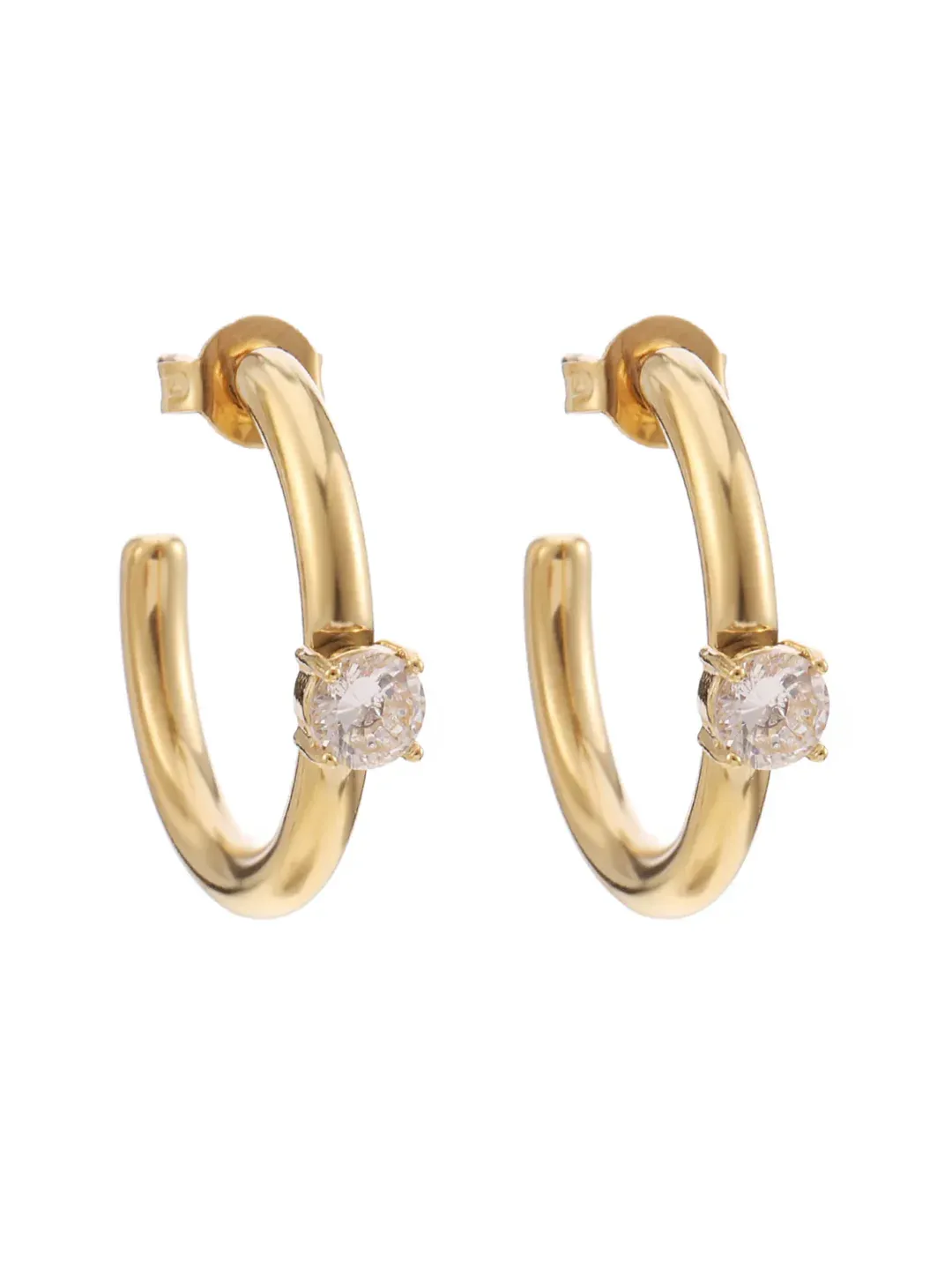 Rose & Camellia oorring met diamantje gold 11920-2a