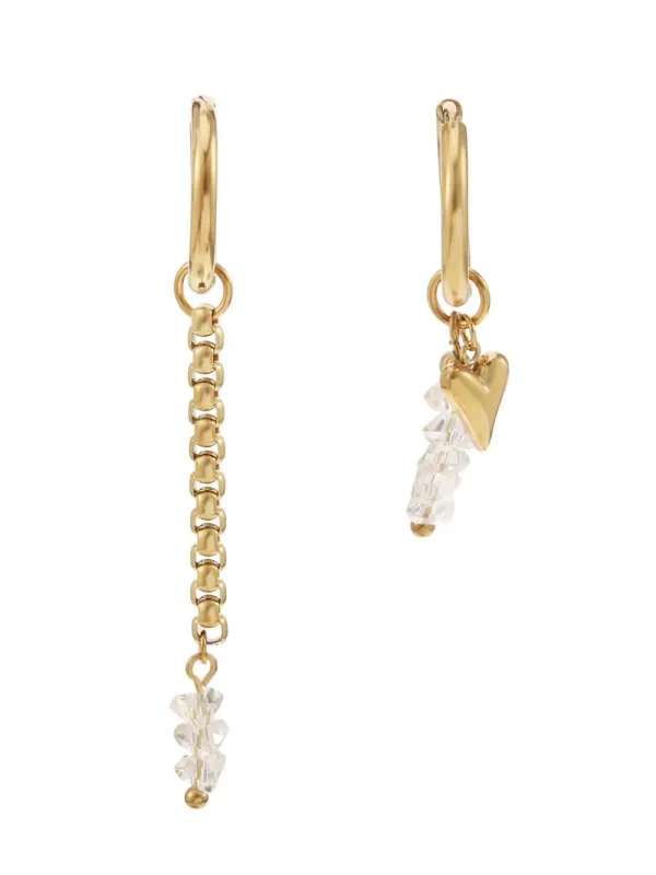 Rose & Camellia 2 oorringen aan elkaar met hart gold 11920-1a