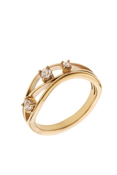 Rose & Camellia ring met 3 diamantjes gold 11920-4a