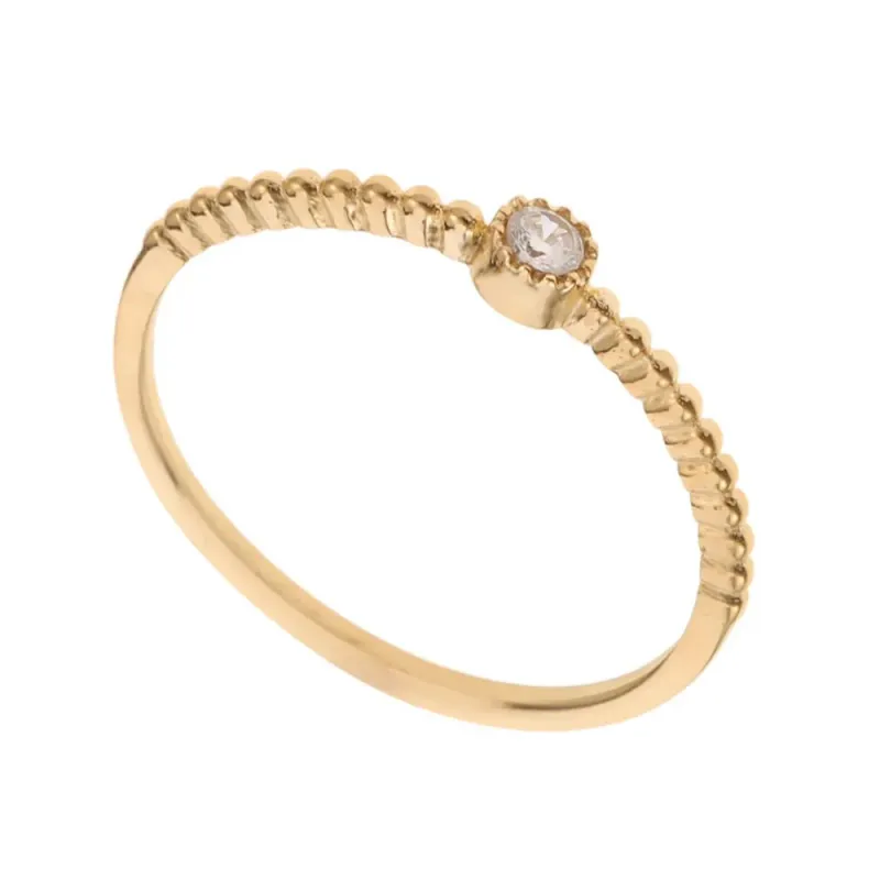 Rose & Camellia ring ribbel met een stras #17 gold 11920-3G