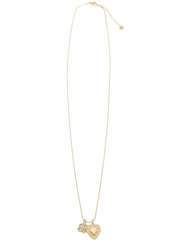 Rose & Camellia ketting met hart en klaver gold 11920-7a