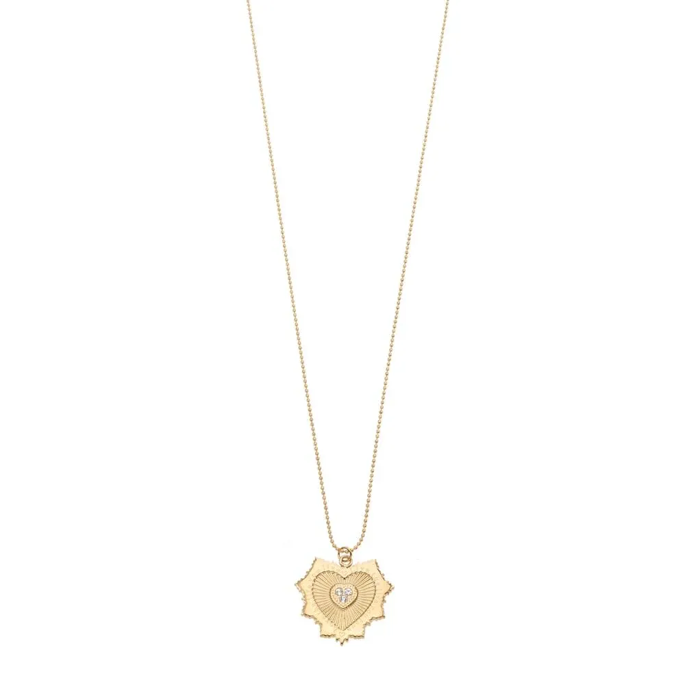 Rose & Camellia ketting met hart groot en een stras gold 11920-6g