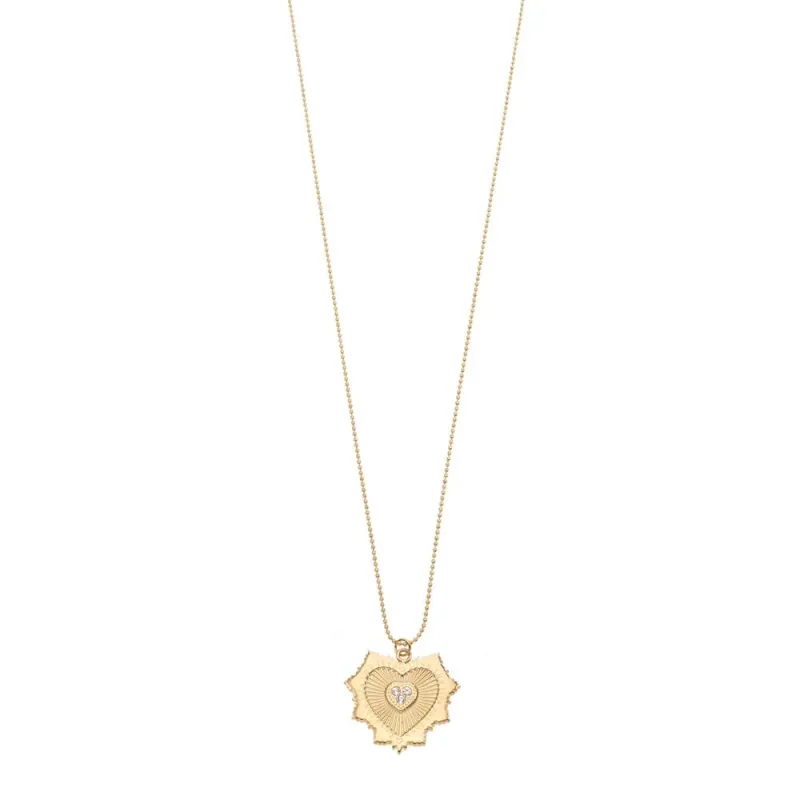 Rose & Camellia ketting met hart groot en een stras gold 11920-6g