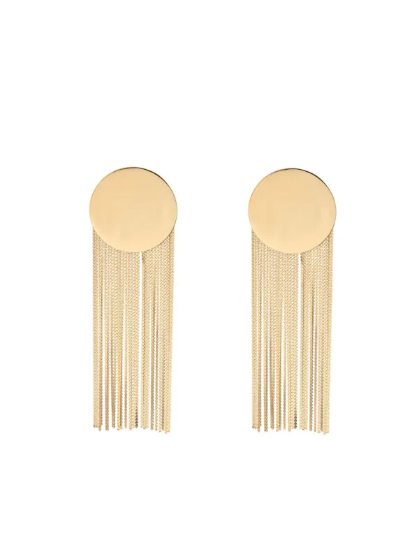 Rose & Camellia oorbel rond met slierten gold 11920-17b