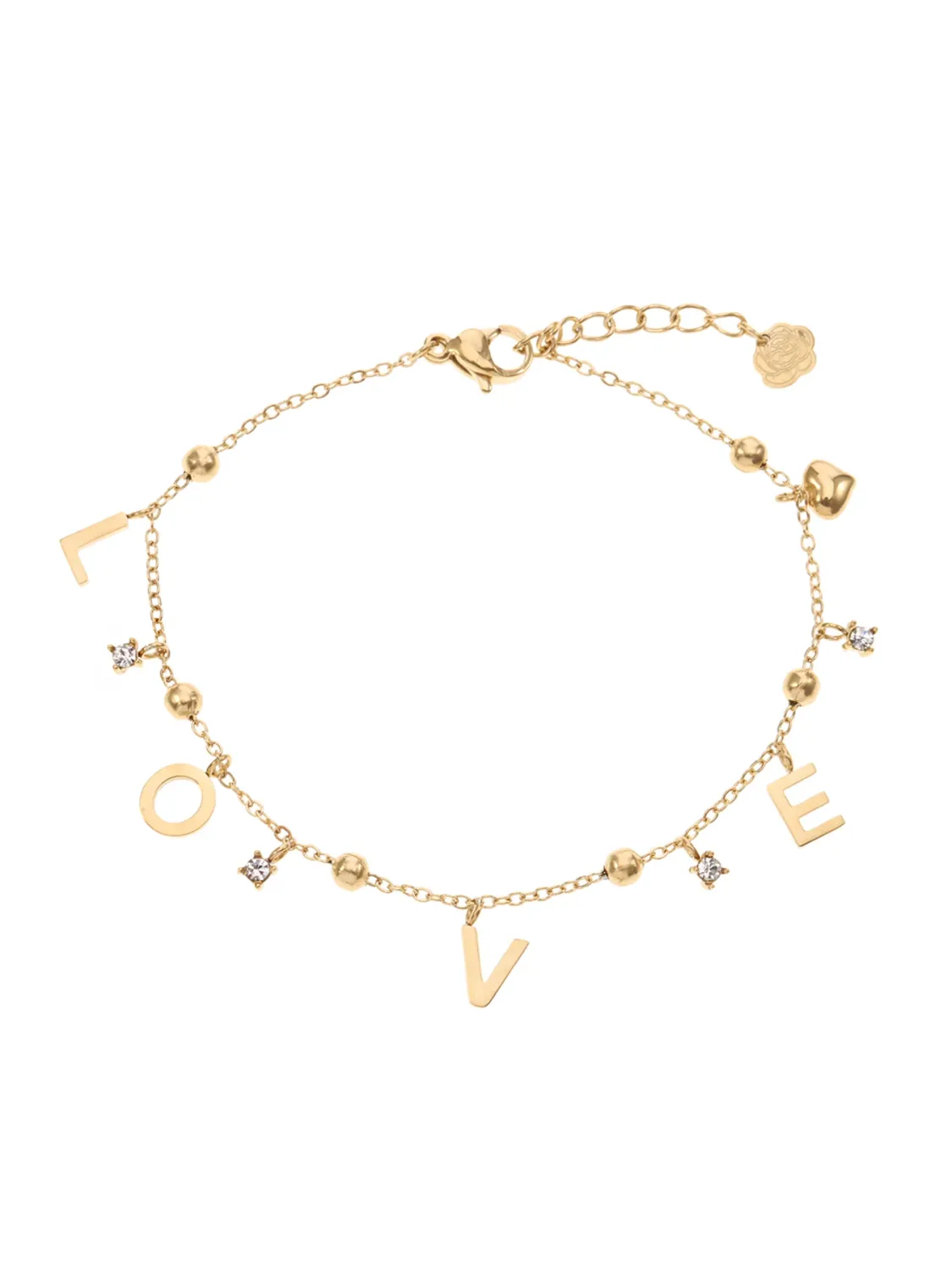 Rose & Camellia armband love en stras gold 11920-5b
