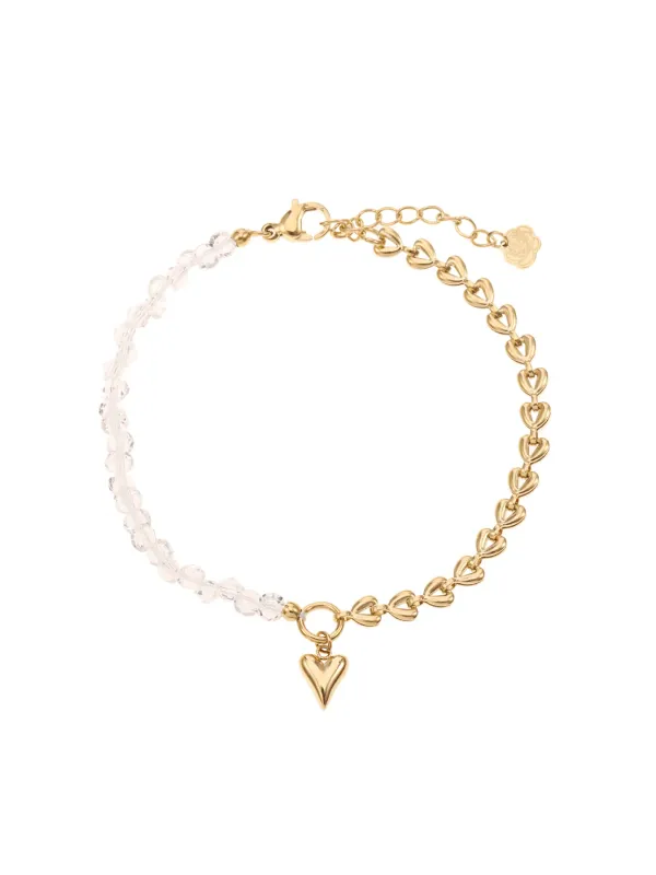 Rose & Camellia armband hartje en kristal gold 11920-6b