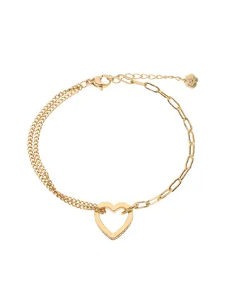 Rose & Camellia armband 2 schakels en hart gold 11920-6a