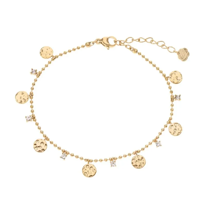 Rose & Camellia ronde schakel armband gold 11920-15a