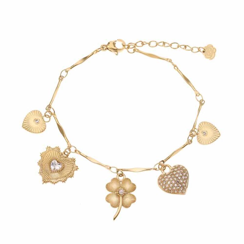 Rose & Camellia armband met verschillende harten gold 11920-20a