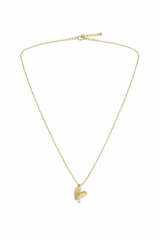 Rose & Camellia ketting met hart en steentje goud 11613-E1