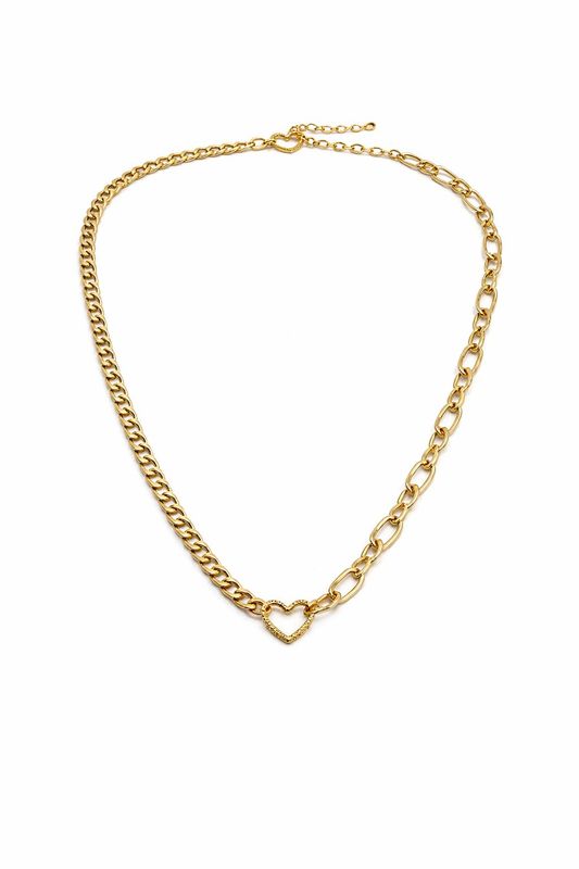 Rose & Camellia schakelketting met hart goud 11613-G3