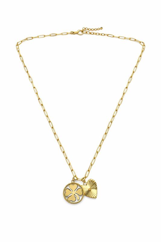 Rose & Camellia lange ketting met 2 bedels goud 11613-G2