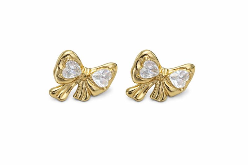 Rose & Camellia strik oorbel goud 11613-F3