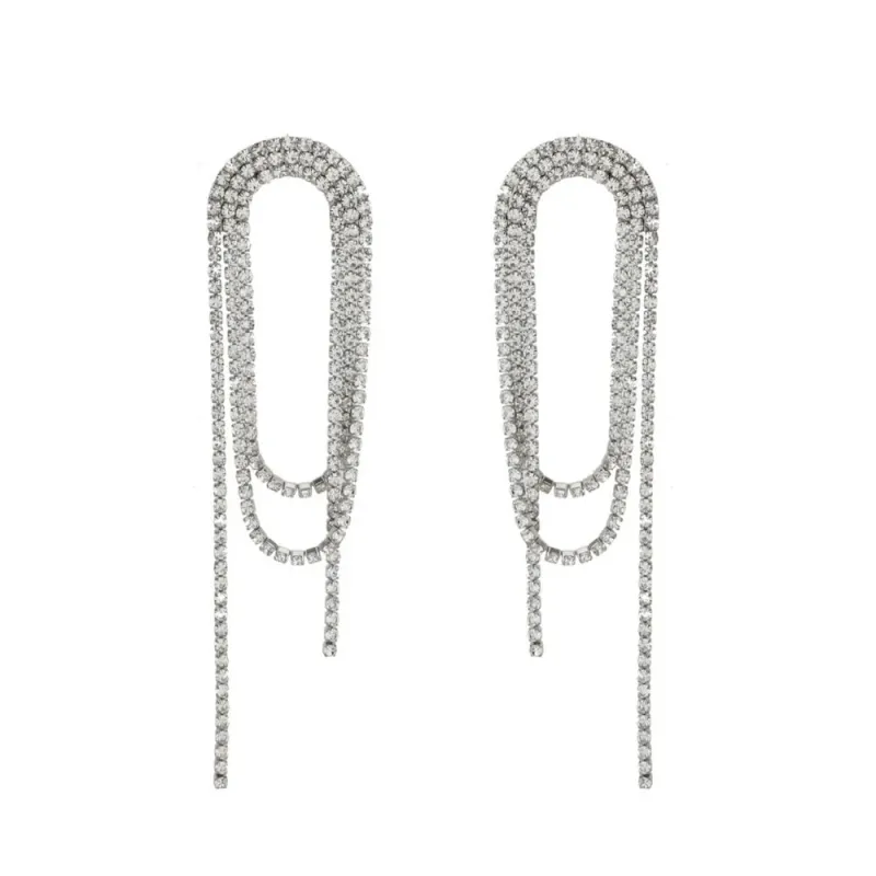 Rose & Camellia boog stras oorbellen Zilver 11613-H2