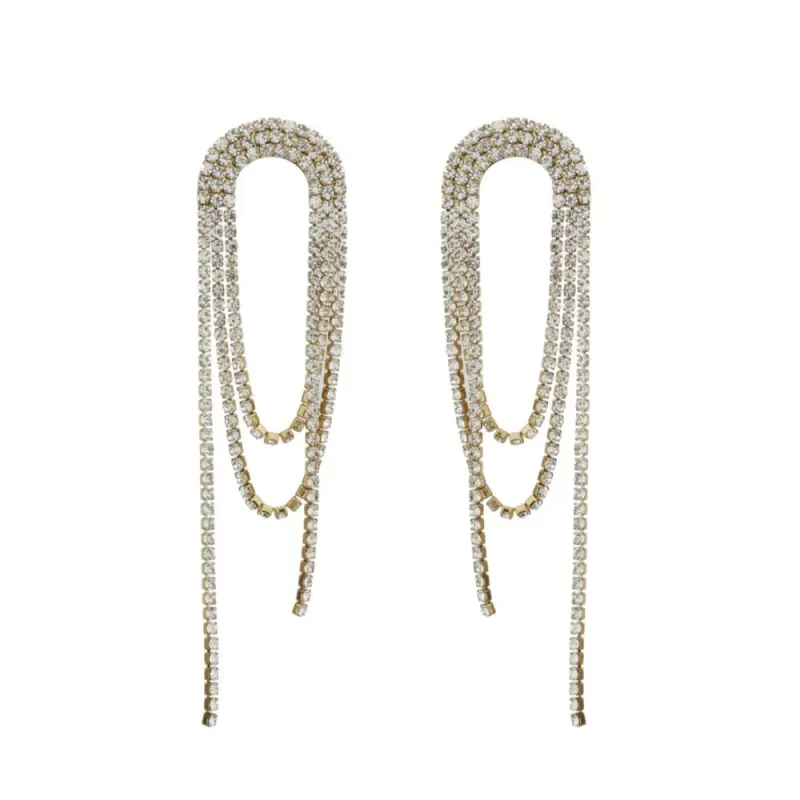 Rose & Camellia boog stras oorbellen goud 11613-H1